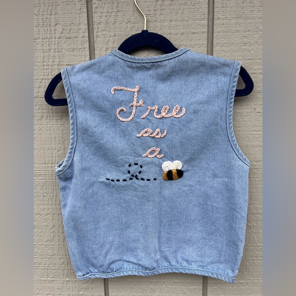 Cute spring kids outfit hand embroidered vest